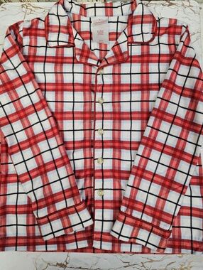 Red & White Plaid Flannel Kid's Pajama Set Sz M
